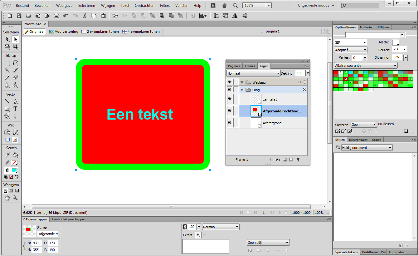 Werken met Adobe Fireworks